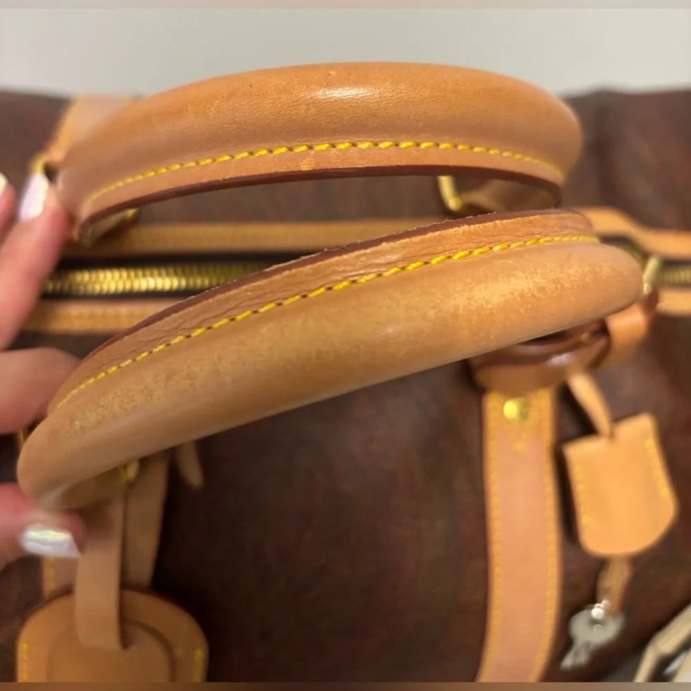 ETRO Milano Red Paisley Boston Bandolier Weekend Bag: Cuff/Strap/Lock & Keys